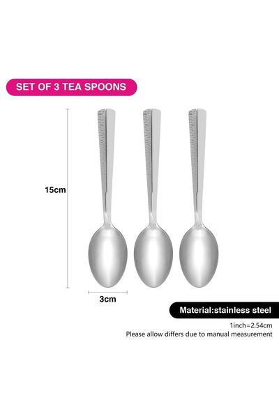 Fissman 3-Piece Tea Spoon 15cm, Stainless Steel Cutlery Set Flor Series, Silverware Set