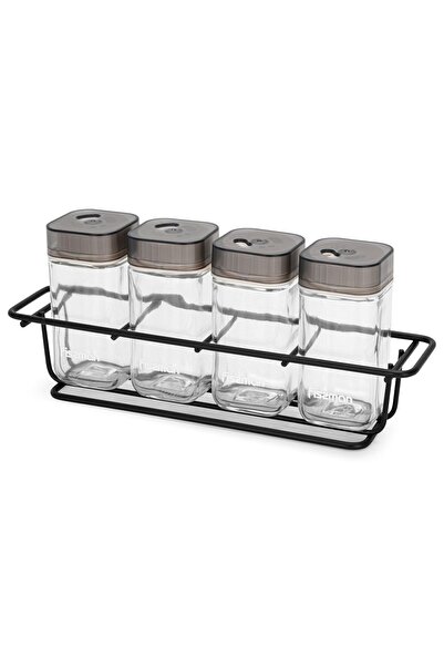 Fissman مجموعة تخزين التوابل المكونة من 4 قطع مع حامل من الكروم المقاوم للصدأ...