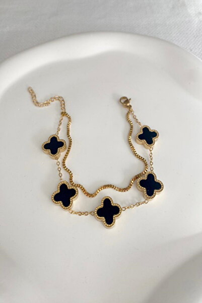 DEMOKAN Women's Steel Bracelet 2-Piece Cube Chain Vclf Bracelet