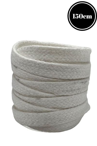 Mag Shoes Care White Flat Waxed Shoelaces. 150cm. 1 Pair. 2 Pieces.