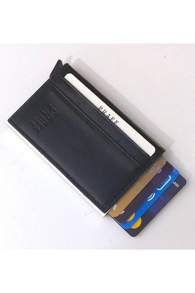 Praff 010923   Θήκη κάρτας Unisex από γνήσιο δέρμα μηχανισμού