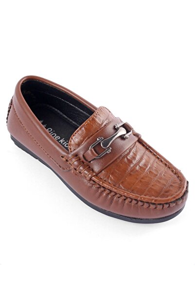 Pine kids Slip on Formal Wear Shoes with Chain Link - Brown
