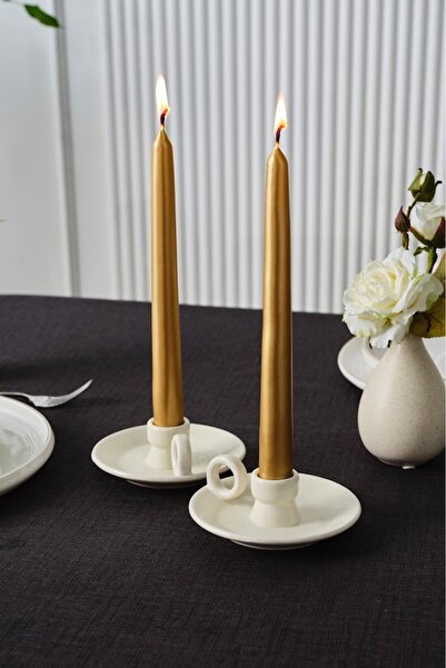 Karaca İkili Mum Metalik Gold 24 cm