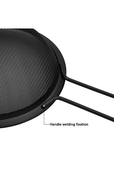 Fissman Fine Mesh Strainer 12cm with Handle, Kitchen Fine Mesh Seive Stainless Steel (Black)