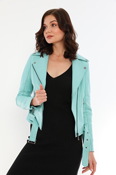 Basics&More Kadın Mint Deri Ceket