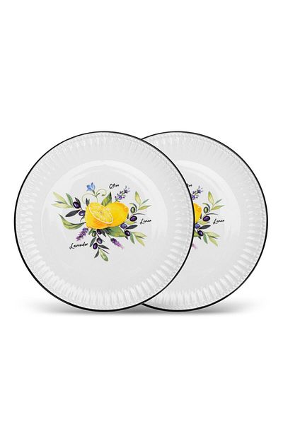 Fissman 2-Piece Plates Lemon Provence Series 21cm Porcelain