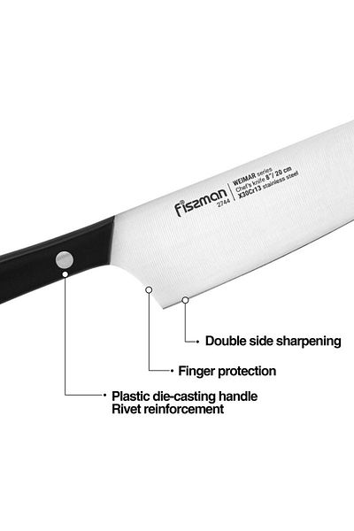 Fissman 7-Piece Knife Set Weimar with Wooden Block with Built-In Sharpener X30Cr13 Steel