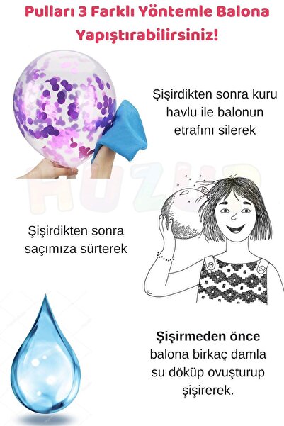 Ezgi Party Store 20 Pieces 30 cm Transparent Metallic Balloon Set with Sequins and Pink Confet - Gözüken Party