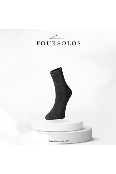 FOURSOLOS , Kadın, Pamuklu 2'li Çorap, Içi Havlulu, Kışlık Koyu Gri Kısa Soket Bot Çorabı 35-39