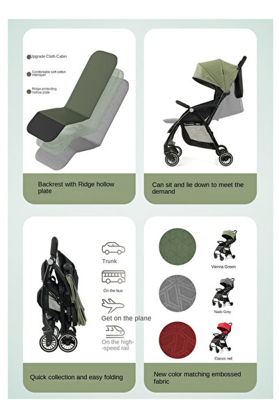 BabyCara One click Baby Newborn Stroller Ultra-lightweight and Portable Sit-down Foldable Suspension