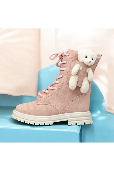JOJO KIDS Κοριτσίστικες μπότες, αδιάβροχο αξεσουάρ αρκουδάκι με κορδόνια, μπότες με φερμουάρ