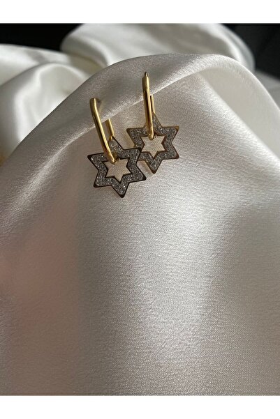 stainless steell Yıldız Charmlı Çelik Küpe