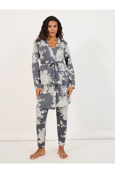 Styli Pack of 3 - Floral Print Cami, Trouser and Robe Set