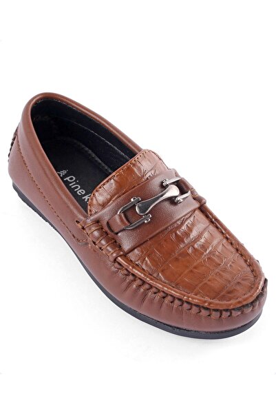 Pine kids Slip on Formal Wear Shoes with Chain Link - Brown