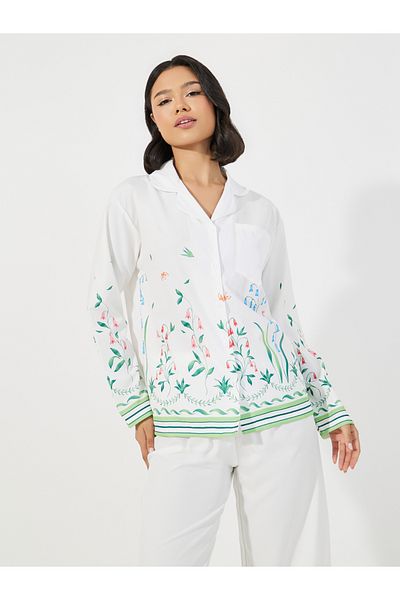 Styli Floral Print Long Sleeves Shirt & Pants Pyjama Set
