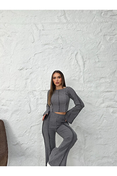 Cistern İstanbul Women's Reverse Stitch Spanish Bottom Top Suit with Slit