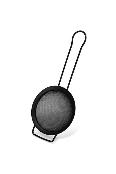 Fissman Fine Mesh Strainer 12cm with Handle, Kitchen Fine Mesh Seive Stainless Steel (Black)