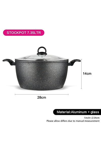 Fissman Stockpot w/ Glass Lid Magna Series Aluminum Non-Stick Coating Induction Bottom 28x14cm/7.35L