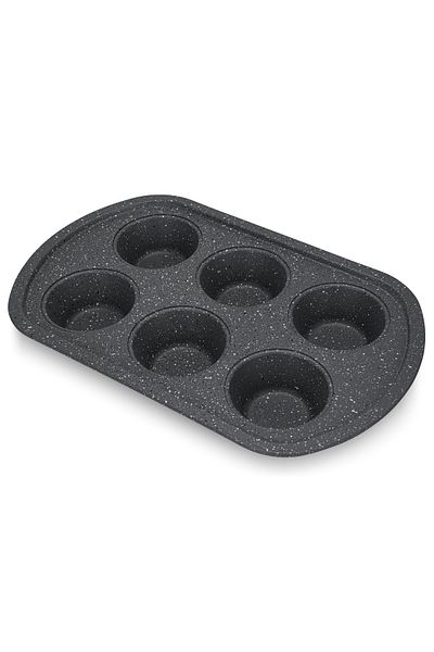 Fissman Muffin Pan 6-Piece Cupcake Baking Pan, Carbon Steel Non Stick Muffin Pan, Granite Coating