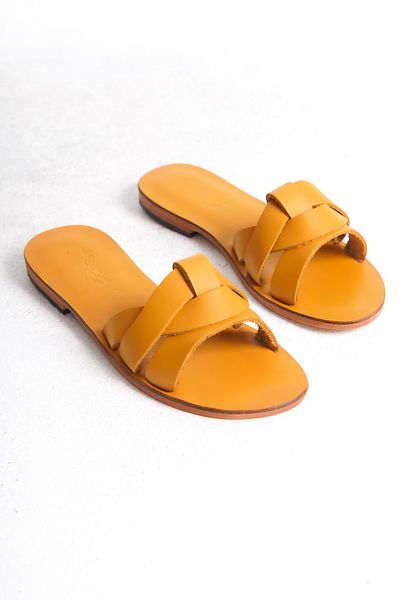 DaphneSandals Genuine Leather Yellow Women's Slippers - Kk2116