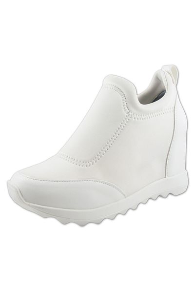 Erkan Saçmacı Anastasia White Front Face Stretch Hidden Wedge Casual Παπούτσια