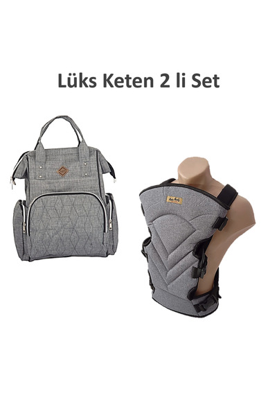 miniklife Lüx Keten 2'li Bebek Taşıma Kangurusu Ve Bebek Bakım Çantası