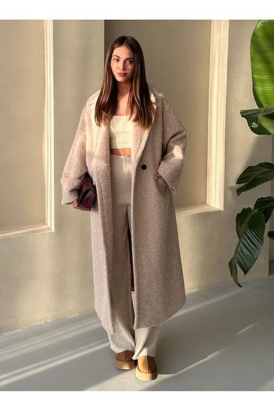 Laluvia Camel Lasa Long Coat - 511132