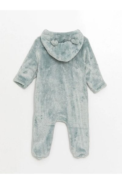 LC Waikiki Lcw Baby Blue Hooded Plush Baby Boy Romper