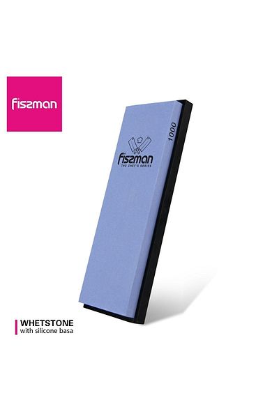 Fissman Knife Sharpener with Whetstone And Silicone Base 1000 Grit Blue/Black 18cm