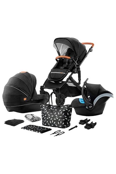 Kinderkraft 3-in-1 Prime 20' Stroller W/ Accessories - Black