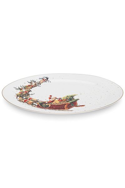 Fissman Oval Dinner Plate 35x23cm, Christmas-Themed Design Platter Plate, Festive Decorative Plate