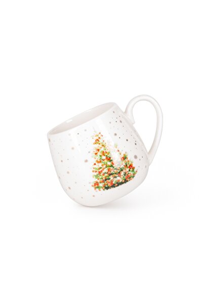 Fissman Coffee Mug Set of 2 440mL, Christmas-Themed Ceramic New Bone China Co...