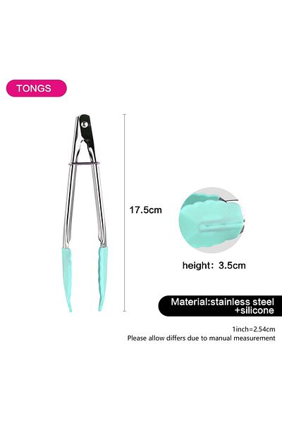 Fissman Silicone Tongs 17.5cm, Stainless Steel Handle Locking Tongs (Mint Green)
