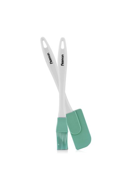 Fissman Silicone Spatula and Oil Brush Set, Heat Resistant Pastry Set for BBQ, Grilling (Mint Green)