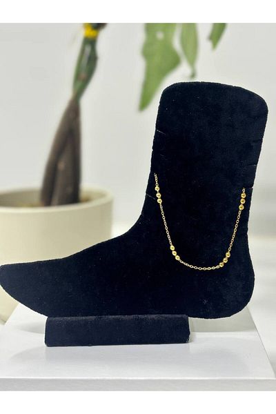 Bijutek Gold Triple Bead Stainless Steel Anklet