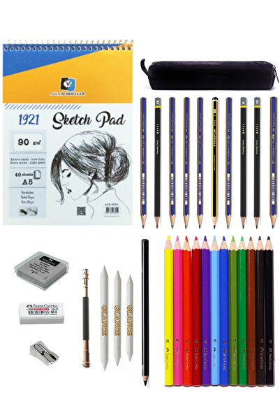GLANCE Alex 0557 A4 Eskiz Defterli Faber Karakalem Ve Kuruboya Kalemi Çizim E...