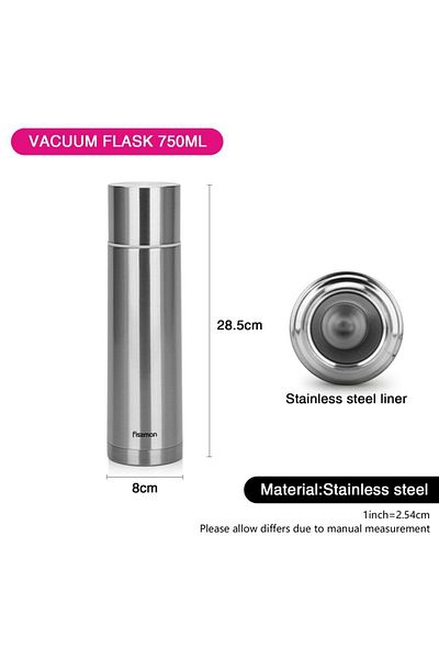 Fissman Double Wall Vacuum Bottle 750ml  (Stainless Steel)