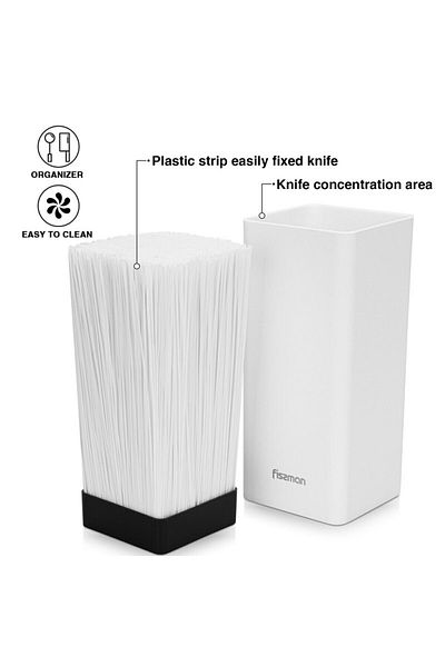 Fissman Kitchen Knife Organizer 10x10x22cm, Square Shaped, White (Plastic)