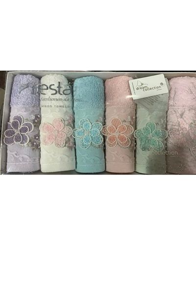 Fiesta Daisy 6-Piece Bamboo Mother-Daughter 3D Embroidered Towel Set