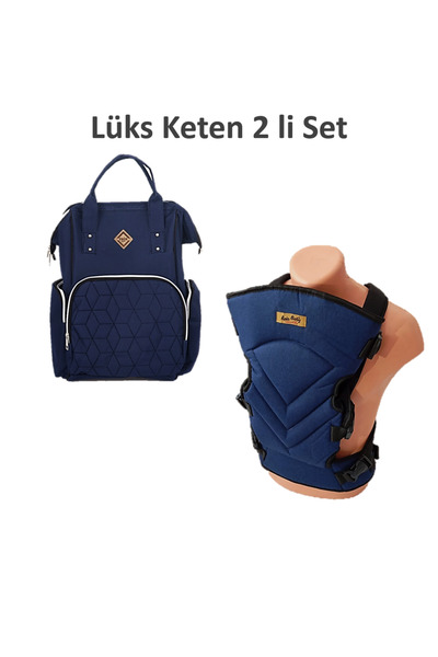 miniklife Lüx Keten 2'li Bebek Taşıma Kangurusu Ve Bebek Bakım Çantası