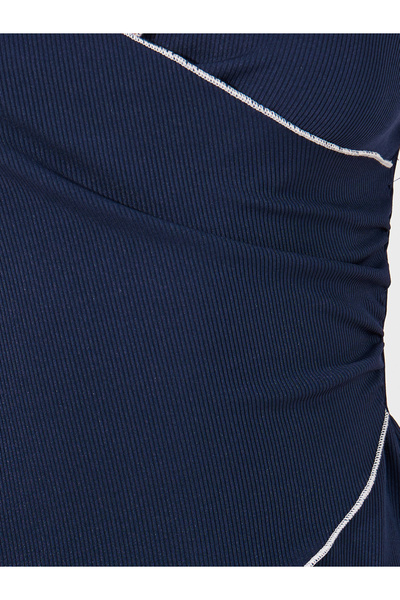 Styli Mono Contrast Edge Rib Wrap Over T-Shirt & Pyjama Set