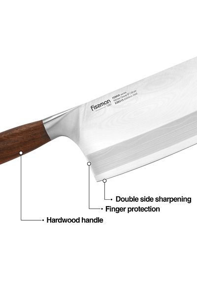 Fissman Kitchen Cleaver Knife 8'' with Steel Pommel, Meat Butcher Knife Damascus Fenrir Series