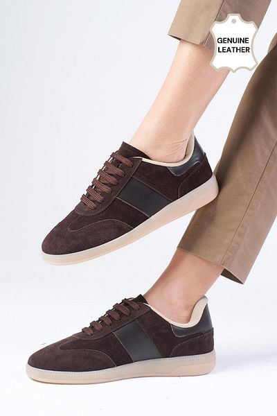 Mio Gusto Γυναικεία casual αθλητικά παπούτσια Nicole Γνήσιο καστόρι καφέ