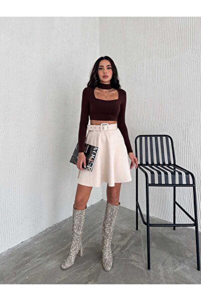 Zula Moda РОЗКЛЬОШЕНА МІНІ-СПІДНИЦЯ З ПОЯСОМ