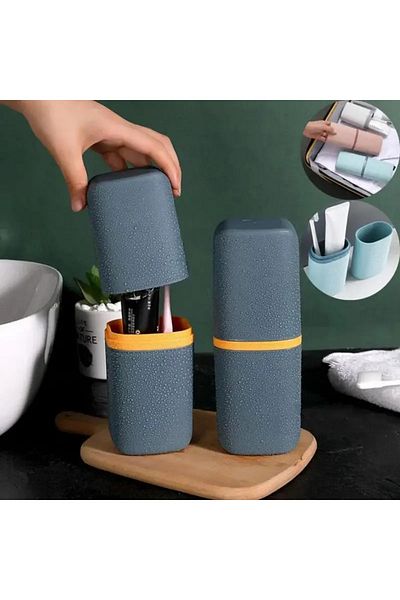 MAİN SHOP 2Pcs Green Color Organizer Travel Type Carry Glasses Toothpaste Storage Makeup Box M-1042