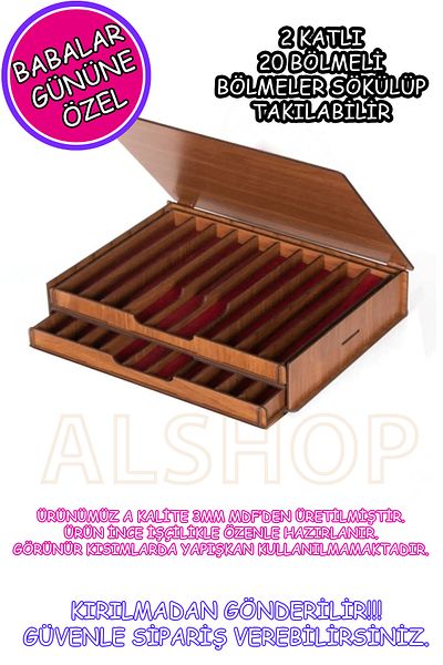ALSHOP Father's Day Gift 2-Tier Adjustable Jewelry Box - Bracelet, Earrings, Necklace and Prayer Beads