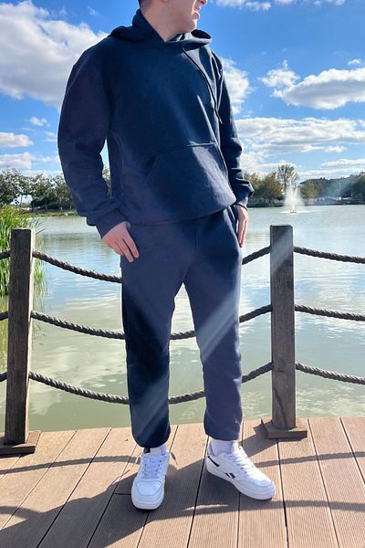 ruNadeS Men's Relaxed Fit Sweatpants with Raised Inside and Elastic Legs and Kangaroo Pocket - Home Wear