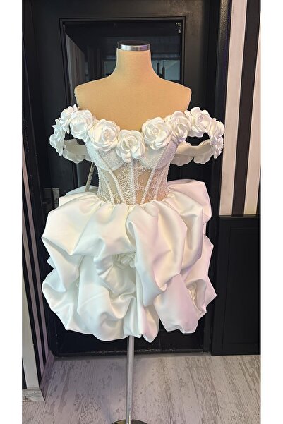 EKY GÖR SEV WEDDING DRESS AFTER MİNİ ÇİÇEKLİ GELİNLİK