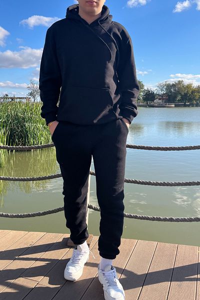 ruNadeS Men's Relaxed Fit Sweatpants with Raised Inside and Elastic Legs and Kangaroo Pocket - Home Wear