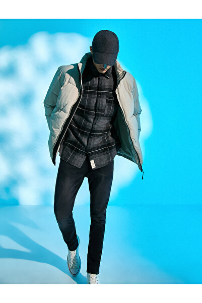 Koton High Collar Coat Zippered